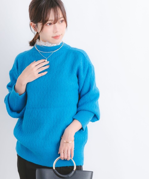 Wordtrobe(ワードトローブ)の「【wordtrobe】衿レース ニット プルオーバー(ニット/セーター・レディース・ホワイト/ピンク/ブルー/ライトグリーン・FREE)」の3枚目の写真