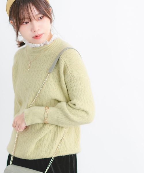 Wordtrobe(ワードトローブ)の「【wordtrobe】衿レース ニット プルオーバー(ニット/セーター・レディース・ホワイト/ピンク/ブルー/ライトグリーン・FREE)」の2枚目の写真