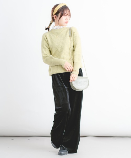 Wordtrobe(ワードトローブ)の「【wordtrobe】衿レース ニット プルオーバー(ニット/セーター・レディース・ホワイト/ピンク/ブルー/ライトグリーン・FREE)」の9枚目の写真