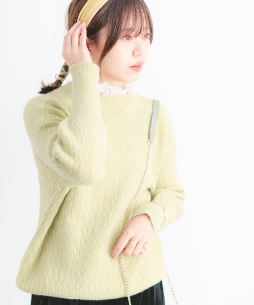 Wordtrobe(ワードトローブ)の「【wordtrobe】衿レース ニット プルオーバー(ニット/セーター・レディース・ホワイト/ピンク/ブルー/ライトグリーン・FREE)」の7枚目の写真