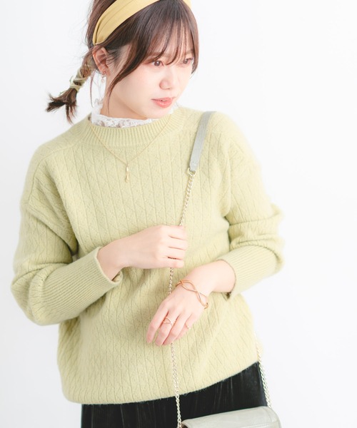 Wordtrobe(ワードトローブ)の「【wordtrobe】衿レース ニット プルオーバー(ニット/セーター・レディース・ホワイト/ピンク/ブルー/ライトグリーン・FREE)」の5枚目の写真