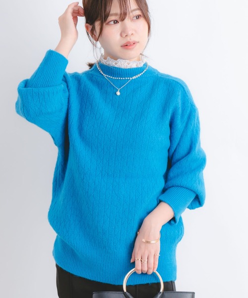 Wordtrobe(ワードトローブ)の「【wordtrobe】衿レース ニット プルオーバー(ニット/セーター・レディース・ホワイト/ピンク/ブルー/ライトグリーン・FREE)」の12枚目の写真