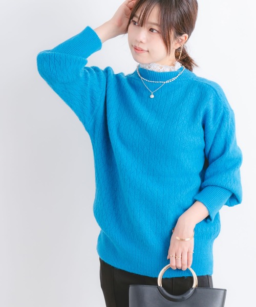 Wordtrobe(ワードトローブ)の「【wordtrobe】衿レース ニット プルオーバー(ニット/セーター・レディース・ホワイト/ピンク/ブルー/ライトグリーン・FREE)」の13枚目の写真