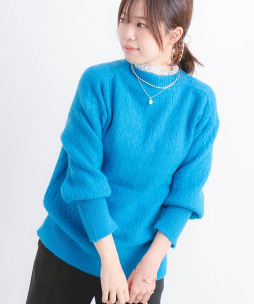 Wordtrobe(ワードトローブ)の「【wordtrobe】衿レース ニット プルオーバー(ニット/セーター・レディース・ホワイト/ピンク/ブルー/ライトグリーン・FREE)」の14枚目の写真