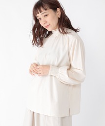 襟スカラップダブルフロントブラウス