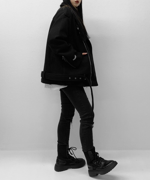 LVEU.(ラブユ.)の「Over riders jacket / オーバーライダースジャケット(ライダースジャケット・レディース・ブラック・FREE)」の16枚目の写真