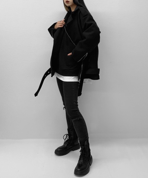 LVEU.(ラブユ.)の「Over riders jacket / オーバーライダースジャケット(ライダースジャケット・レディース・ブラック・FREE)」の15枚目の写真