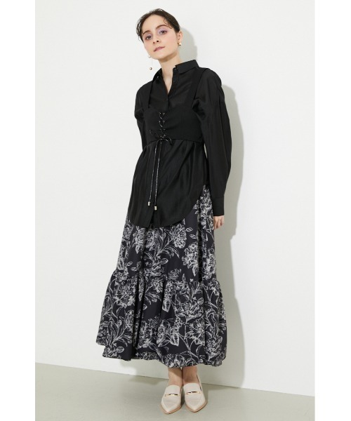 rienda（リエンダ）の「バルーンティアードフレアスカート（スカート・レディース・ブラック/ベージュ/アイボリー・SMALL/MEDIUM）」の14枚目の写真