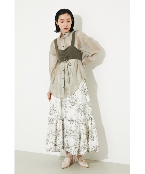 rienda（リエンダ）の「バルーンティアードフレアスカート（スカート・レディース・ブラック/ベージュ/アイボリー・SMALL/MEDIUM）」の22枚目の写真