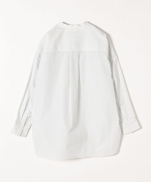 SHIPS any(シップス エニィ)の「SHIPS any:〈ウォッシャブル〉 バンドカラー ストライプ シャツ◇(シャツ/ブラウス・レディース・オフホワイト/グリーン・38/36)」の4枚目の写真