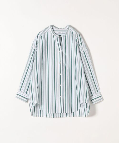 SHIPS any(シップス エニィ)の「SHIPS any:〈ウォッシャブル〉 バンドカラー ストライプ シャツ◇(シャツ/ブラウス・レディース・オフホワイト/グリーン・38/36)」の9枚目の写真