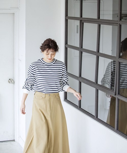 studio CLIP（スタディオクリップ）の「リメイク風フレアエコデニムスカート（スカート・レディース・ベージュ/インディゴブルー/アイボリー・MEDIUM/LARGE）」の5枚目の写真