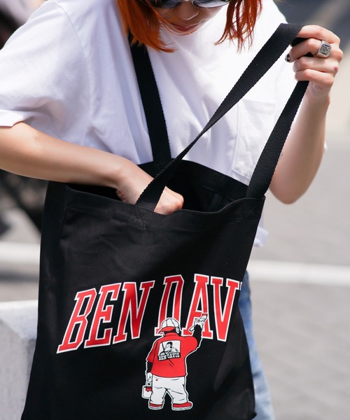 BEN DAVIS(ベンデイビス)の「【BEN DAVIS/ベンデイビス】綿キャンバスプリント アメカジ風プリント トートバッグ(トートバッグ・メンズ・ホワイト系その他/ブラック/ホワイト/ブラック系その他・FREE)」の8枚目の写真