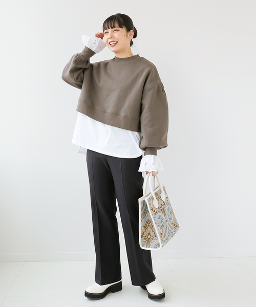 Simplicite（サンプリシテ）の「セットアップ センタープレスパンツ◆（スラックス・レディース・ブラック/ベージュ/ネイビー・FREE）」の5枚目の写真