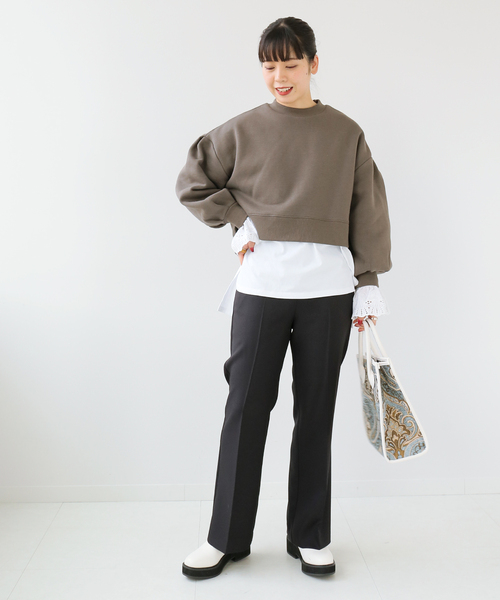 Simplicite（サンプリシテ）の「セットアップ センタープレスパンツ◆（スラックス・レディース・ブラック/ベージュ/ネイビー・FREE）」の6枚目の写真