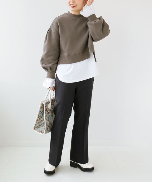 Simplicite（サンプリシテ）の「セットアップ センタープレスパンツ◆（スラックス・レディース・ブラック/ベージュ/ネイビー・FREE）」の8枚目の写真