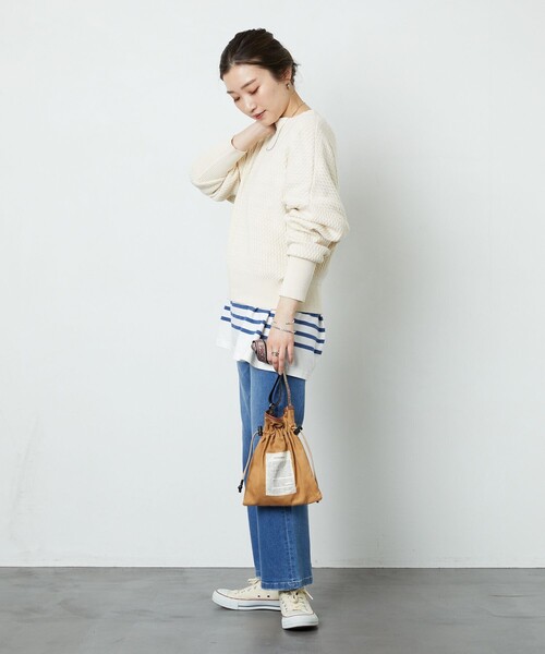 FREAK'S STORE（フリークスストア）の「▽【WEB限定】サーマルショートニットプルオーバー（ニット/セーター・レディース・ナチュラル/ブラック/ピンク/イエロー/グリーン・ﾌﾘ-）」の6枚目の写真