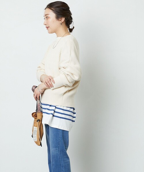 FREAK'S STORE（フリークスストア）の「▽【WEB限定】サーマルショートニットプルオーバー（ニット/セーター・レディース・ナチュラル/ブラック/ピンク/イエロー/グリーン・ﾌﾘ-）」の19枚目の写真