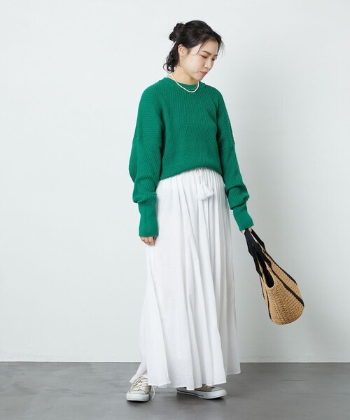 FREAK'S STORE（フリークスストア）の「▽【WEB限定】サーマルショートニットプルオーバー（ニット/セーター・レディース・ナチュラル/ブラック/ピンク/イエロー/グリーン・ﾌﾘ-）」の13枚目の写真