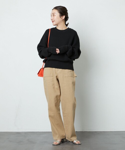 FREAK'S STORE（フリークスストア）の「▽【WEB限定】サーマルショートニットプルオーバー（ニット/セーター・レディース・ナチュラル/ブラック/ピンク/イエロー/グリーン・ﾌﾘ-）」の17枚目の写真