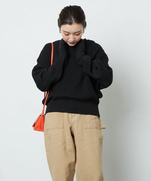 FREAK'S STORE（フリークスストア）の「▽【WEB限定】サーマルショートニットプルオーバー（ニット/セーター・レディース・ナチュラル/ブラック/ピンク/イエロー/グリーン・ﾌﾘ-）」の22枚目の写真