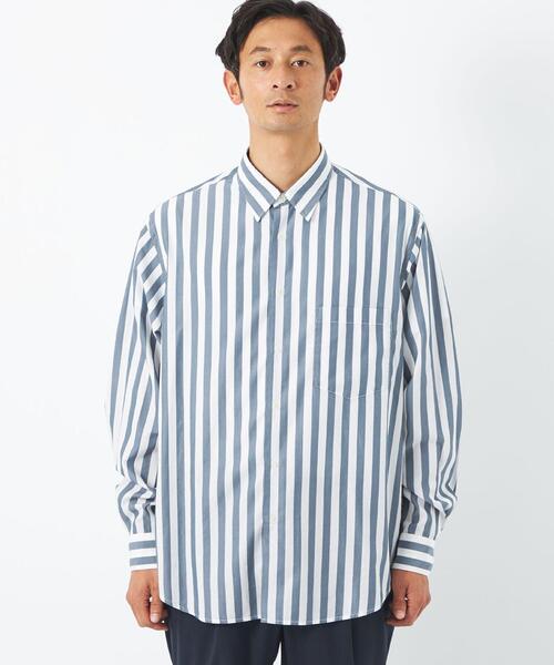green label relaxing(グリーンレーベルリラクシング)の「C/LYC ストライプ柄 ジャストルーズ シャツ(シャツ/ブラウス・メンズ・ライトブルー/レッド/ベージュ・XL/M/S/L)」の4枚目の写真