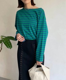 CAPRICIEUX LE'MAGE | ボーダーボートネックTシャツ(Tシャツ/カットソー)