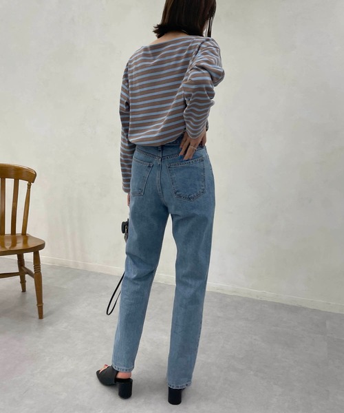 CAPRICIEUX LE'MAGE（カプリシューレマージュ）の「ボーダーボートネックTシャツ（Tシャツ/カットソー・レディース・グリーン/オフホワイト/モカ・FREE）」の10枚目の写真