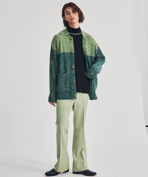 LiNoH（リノー）の「SLAB YARN KNIT JACKET（カーディガン/ボレロ・メンズ・グリーン・FREE）」の2枚目の写真