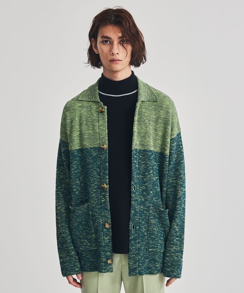 LiNoH（リノー）の「SLAB YARN KNIT JACKET（カーディガン/ボレロ・メンズ・グリーン・FREE）」の6枚目の写真