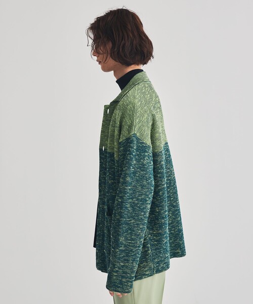 LiNoH（リノー）の「SLAB YARN KNIT JACKET（カーディガン/ボレロ・メンズ・グリーン・FREE）」の4枚目の写真