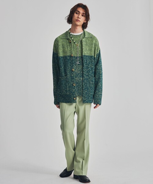 LiNoH（リノー）の「SLAB YARN KNIT JACKET（カーディガン/ボレロ・メンズ・グリーン・FREE）」の3枚目の写真