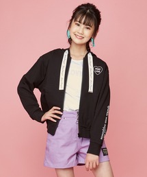 ガーゼ裏毛ロゴリボンZIPパーカー