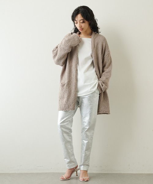 Whim Gazette(ウィムガゼット)の「コットンカーディガン(カーディガン/ボレロ・レディース・ホワイト/ライトグレー・FREE)」の4枚目の写真