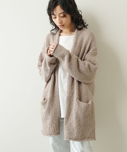 Whim Gazette(ウィムガゼット)の「コットンカーディガン(カーディガン/ボレロ・レディース・ホワイト/ライトグレー・FREE)」の5枚目の写真