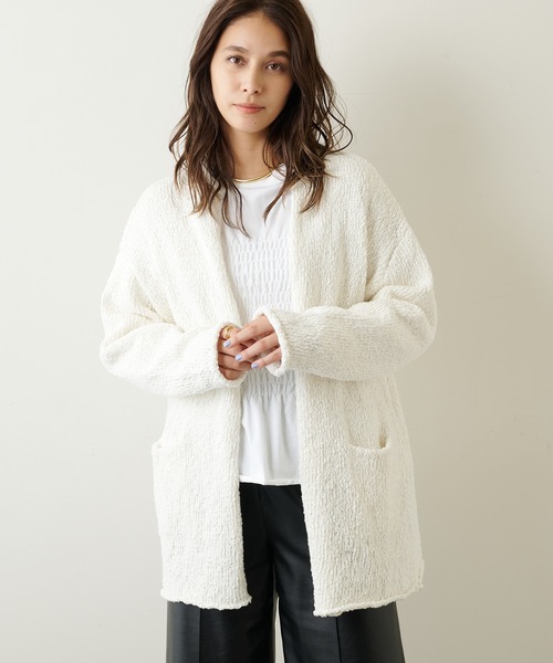 Whim Gazette(ウィムガゼット)の「コットンカーディガン(カーディガン/ボレロ・レディース・ホワイト/ライトグレー・FREE)」の16枚目の写真