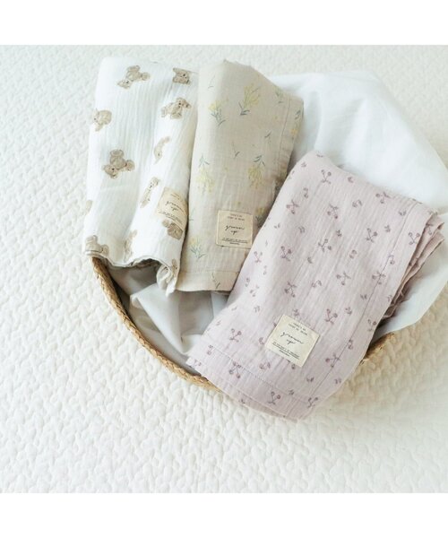 apres les cours（アプレレクール）の「ダブルガーゼ ケット（ブランケット・キッズ・キナリ/アイボリー/ピンク・FREE）」の6枚目の写真