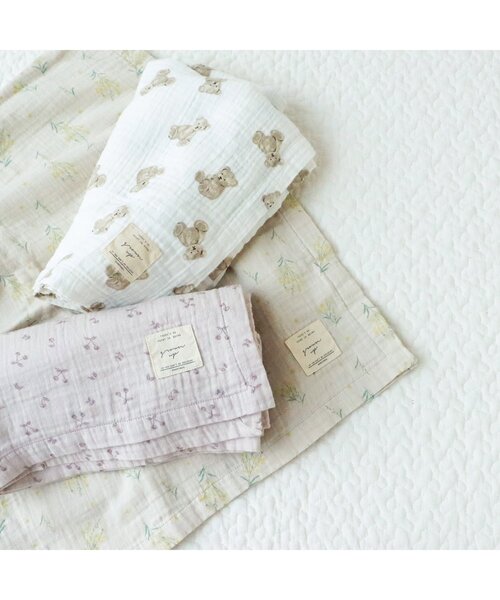 apres les cours（アプレレクール）の「ダブルガーゼ ケット（ブランケット・キッズ・キナリ/アイボリー/ピンク・FREE）」の8枚目の写真