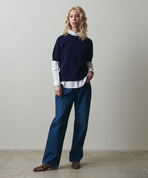 Steven Alan（スティーブンアラン）の「＜Steven Alan＞COTTON TAPE YARN HALF SLEEVE KNIT/ニット（ニット/セーター・レディース・オフホワイト/ケリー/ネイビー・FREE）」の8枚目の写真