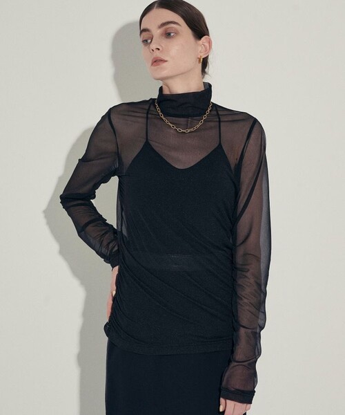 city(シティ)の「【CITY】シャーリングシアーTOPS(Tシャツ/カットソー・レディース・ライトブルー/ブラック/ライム・FREE)」の2枚目の写真