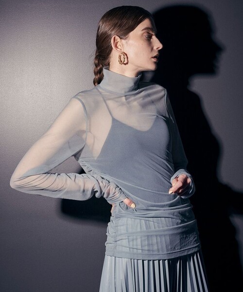 city(シティ)の「【CITY】シャーリングシアーTOPS(Tシャツ/カットソー・レディース・ライトブルー/ブラック/ライム・FREE)」の18枚目の写真