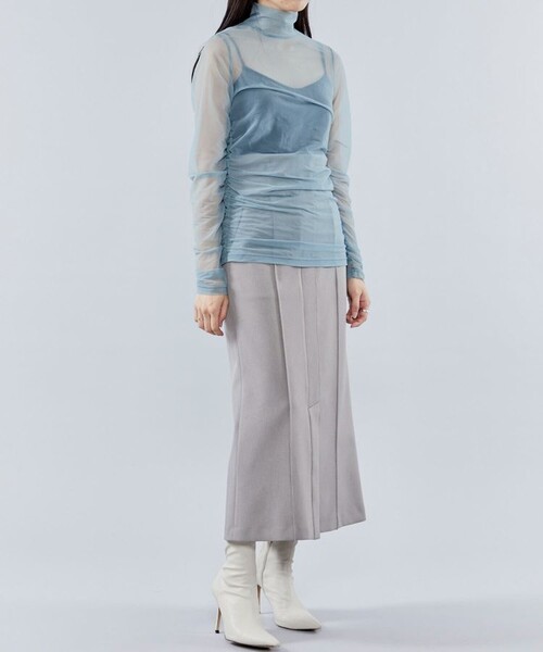 city(シティ)の「【CITY】シャーリングシアーTOPS(Tシャツ/カットソー・レディース・ライトブルー/ブラック/ライム・FREE)」の6枚目の写真