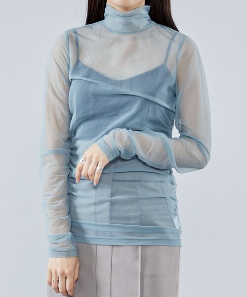 city(シティ)の「【CITY】シャーリングシアーTOPS(Tシャツ/カットソー・レディース・ライトブルー/ブラック/ライム・FREE)」の10枚目の写真