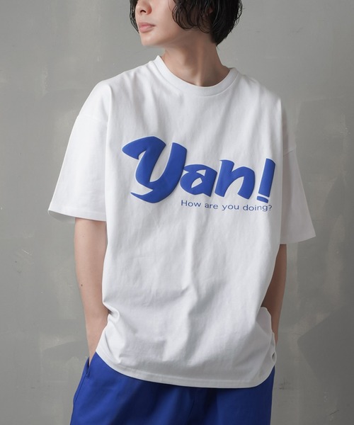 SPINNS（スピンズ）の「【ビッグシルエット】YAH! プリントデザインビッグTシャツ（Tシャツ/カットソー・メンズ・ホワイト/ブラック/グリーン/イエロー・ONESIZE）」の2枚目の写真