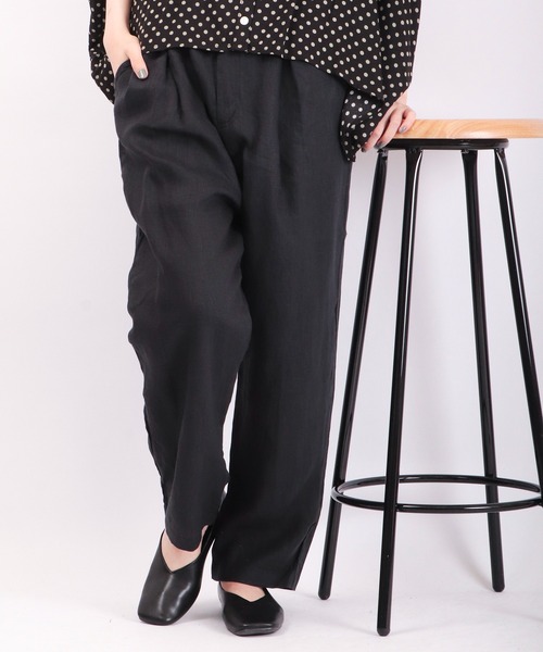 ubasoku（ウバソク）の「ubasoku 裏付タックテパードパンツ（その他パンツ・レディース・ベージュ/カーキ/ブラック/ブラック系その他・FREE）」の7枚目の写真