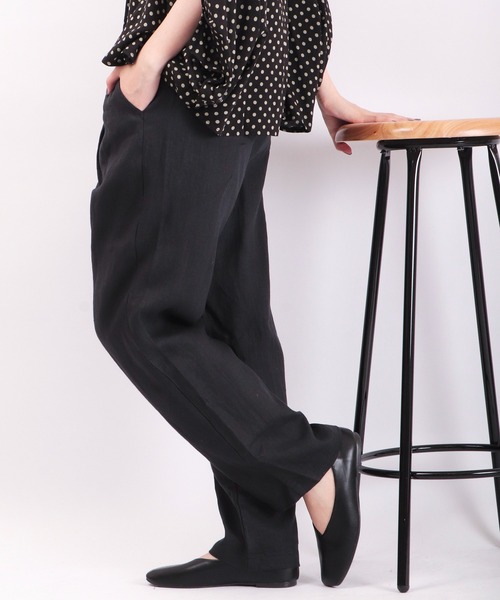 ubasoku（ウバソク）の「ubasoku 裏付タックテパードパンツ（その他パンツ・レディース・ベージュ/カーキ/ブラック/ブラック系その他・FREE）」の8枚目の写真