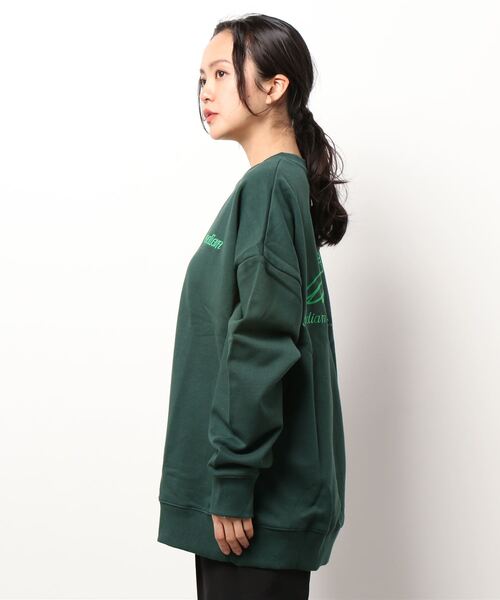 INDIAN(インディアン)の「【Bl】【INDIAN】刺繍+フロッキー オーバーサイズトレーナー(スウェット・レディース・ブラック/オフホワイト/グリーン/ブルーグレー/グレイッシュベージュ・LARGE/MEDIUM/X-LARGE)」の6枚目の写真