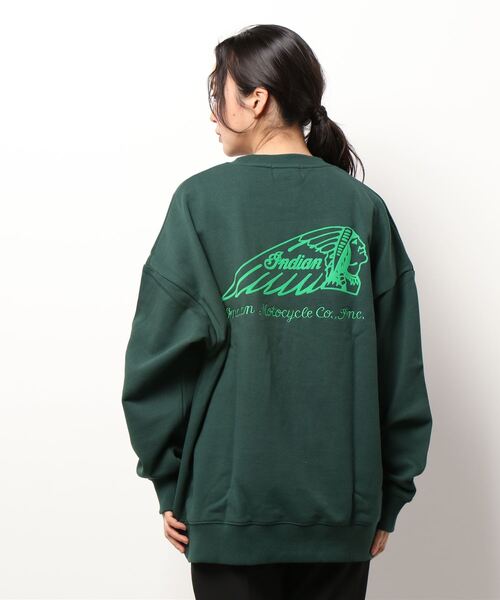 INDIAN(インディアン)の「【Bl】【INDIAN】刺繍+フロッキー オーバーサイズトレーナー(スウェット・レディース・ブラック/オフホワイト/グリーン/ブルーグレー/グレイッシュベージュ・LARGE/MEDIUM/X-LARGE)」の7枚目の写真
