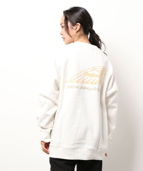 INDIAN(インディアン)の「【Bl】【INDIAN】刺繍+フロッキー オーバーサイズトレーナー(スウェット・レディース・ブラック/オフホワイト/グリーン/ブルーグレー/グレイッシュベージュ・LARGE/MEDIUM/X-LARGE)」の8枚目の写真