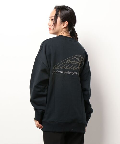 INDIAN(インディアン)の「【Bl】【INDIAN】刺繍+フロッキー オーバーサイズトレーナー(スウェット・レディース・ブラック/オフホワイト/グリーン/ブルーグレー/グレイッシュベージュ・LARGE/MEDIUM/X-LARGE)」の9枚目の写真